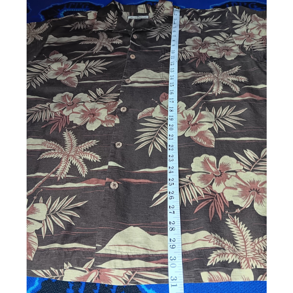 Tommy Bahama Men's Large Camp Shirt Hawaiian Brown Silk Floral Beach Relax EUC - Picture 9 of 9